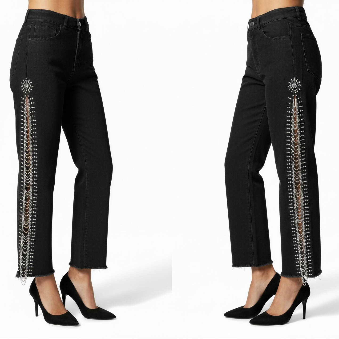 Jean negro calados strass